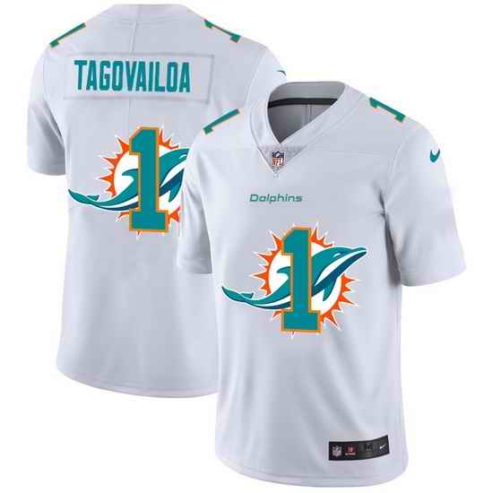 Nike Dolphins 1 Tua Tagovailoa White Shadow Logo Limited Jersey